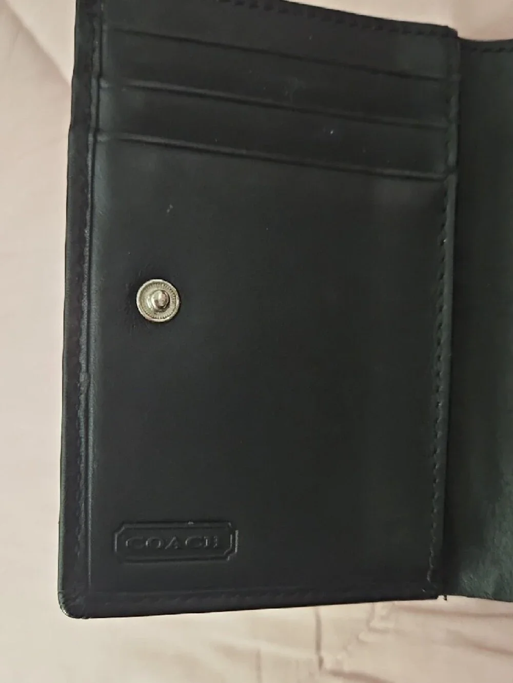 Coach Black Signature Canvas Tri Fold Wallet with Leather Trim - Picture 2 of 7
